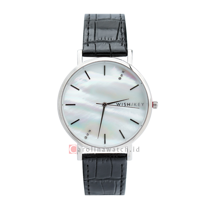 Jam Tangan WISH/KEY WK4005S/24 Women Analog Dial Black Leather Strap