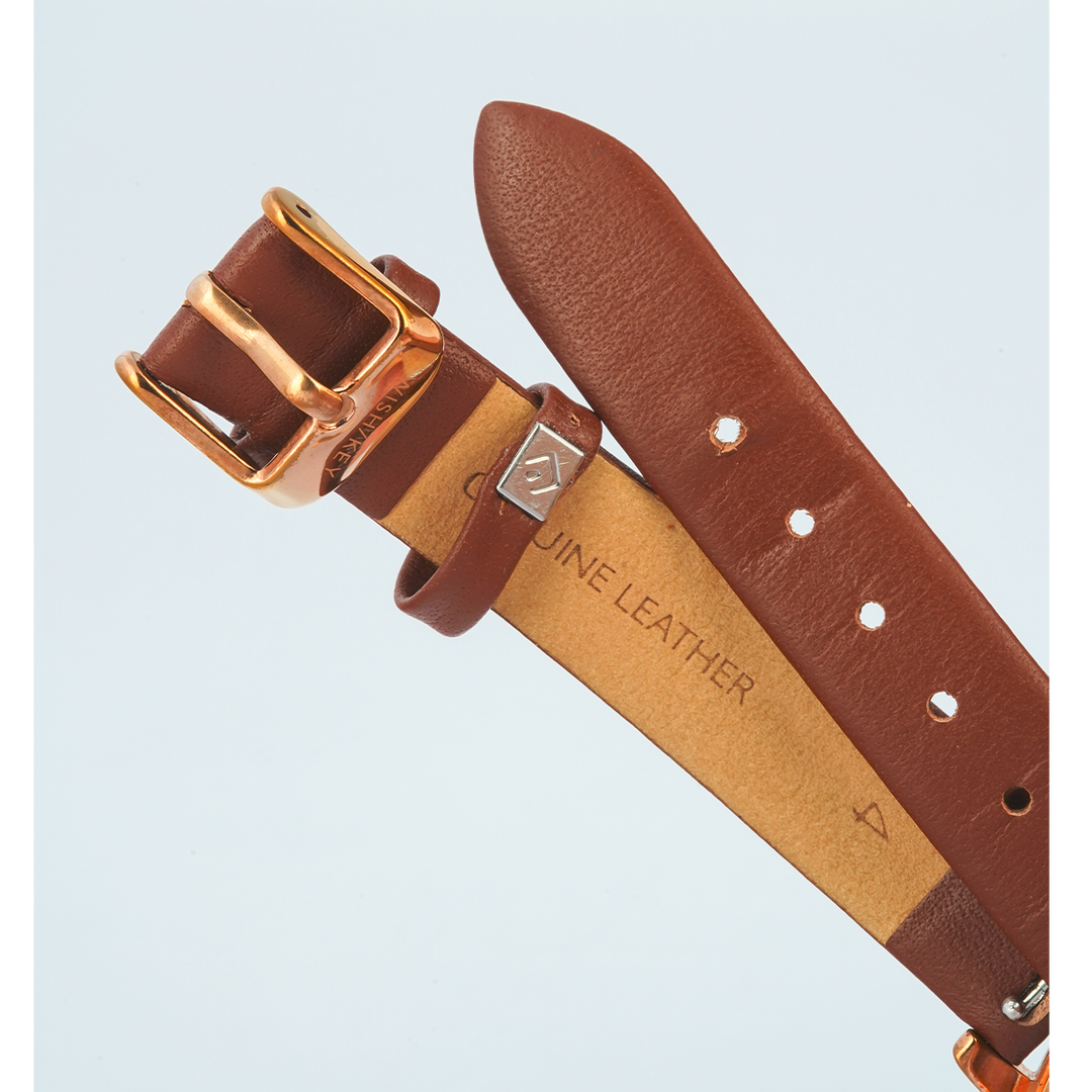 Jam Tangan WISH/KEY WK4024RG/06SET Women Analog Dial Brown Leather Strap