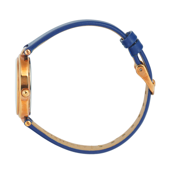 Jam Tangan WISH/KEY Abigail WK5001RG/04 Women Analog Dial Blue Leather Strap