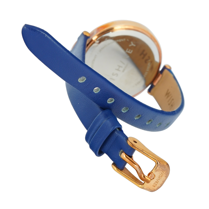 Jam Tangan WISH/KEY Abigail WK5001RG/04 Women Analog Dial Blue Leather Strap