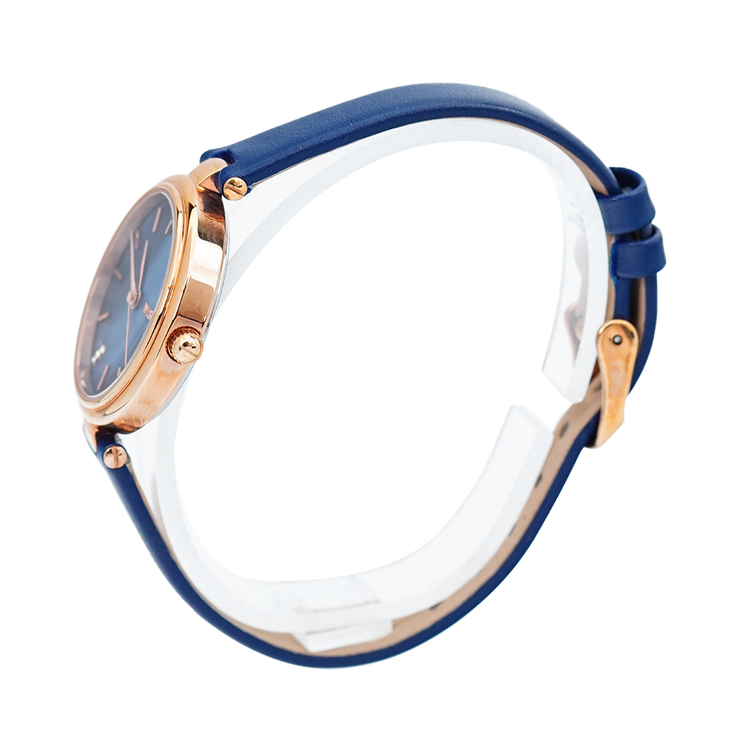 Jam Tangan WISH/KEY Abigail WK5001RG/04 Women Analog Dial Blue Leather Strap