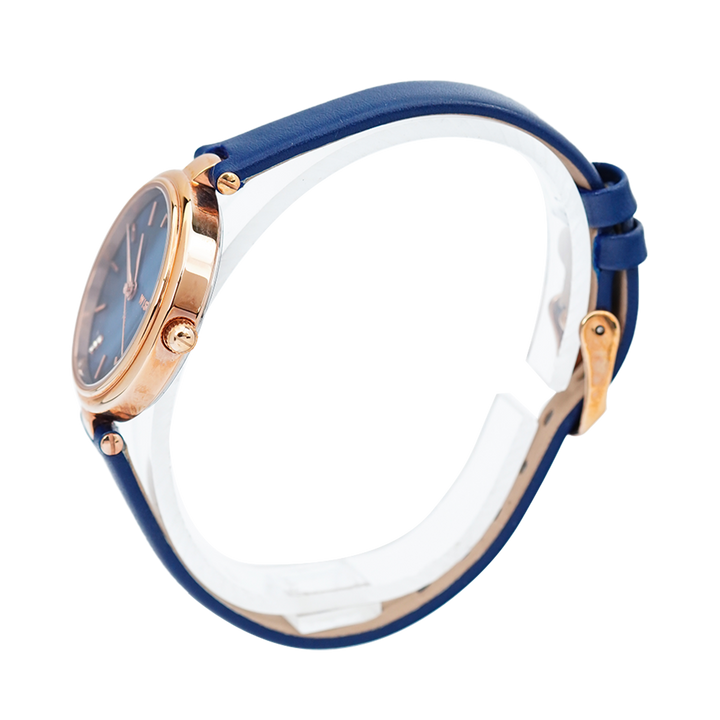 Jam Tangan WISH/KEY Abigail WK5001RG/04 Women Analog Dial Blue Leather Strap