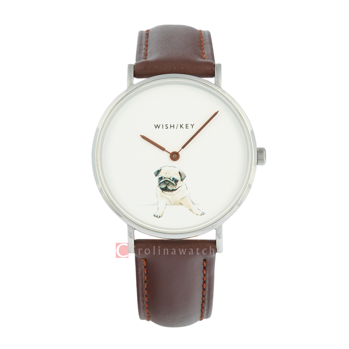 Jam Tangan WISH/KEY Poppy WK6012S/03D Women White Dial Black Leather Strap