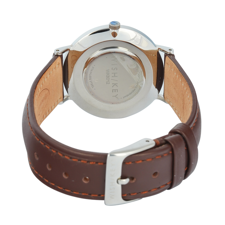 Jam Tangan WISH/KEY Poppy WK6012S/03D Women White Dial Black Leather Strap