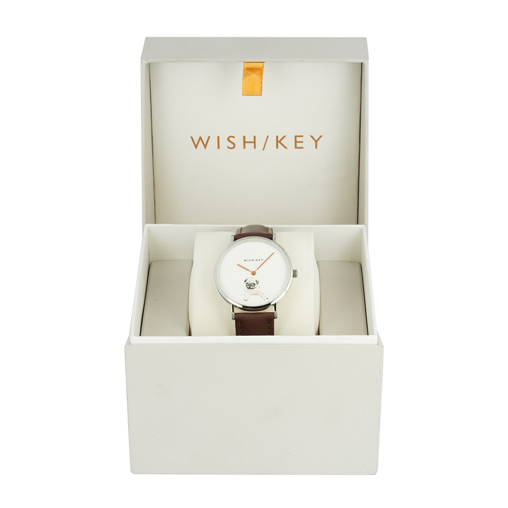 Jam Tangan WISH/KEY Poppy WK6012S/03D Women White Dial Black Leather Strap