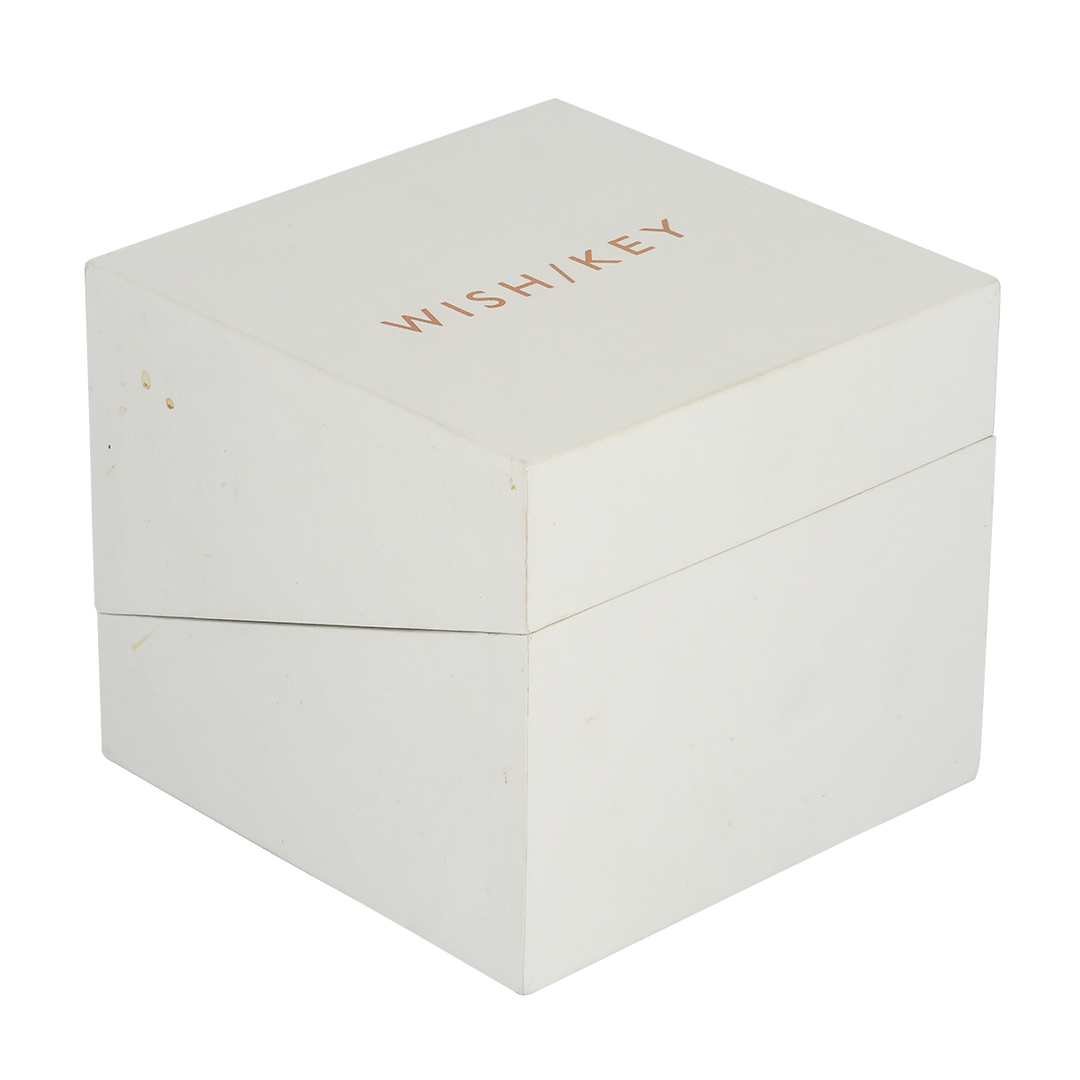 Jam Tangan WISH/KEY Poppy WK6012S/03D Women White Dial Black Leather Strap