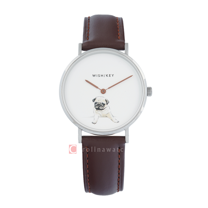 Jam Tangan WISH/KEY Poppy WK6012S/03D Women White Dial Black Leather Strap