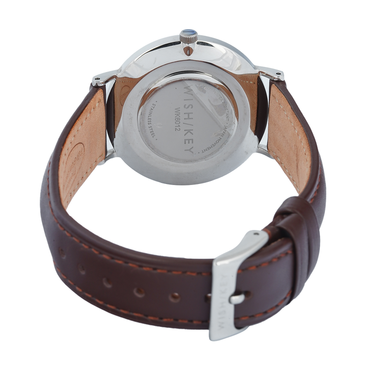 Jam Tangan WISH/KEY Poppy WK6012S/03D Women White Dial Black Leather Strap
