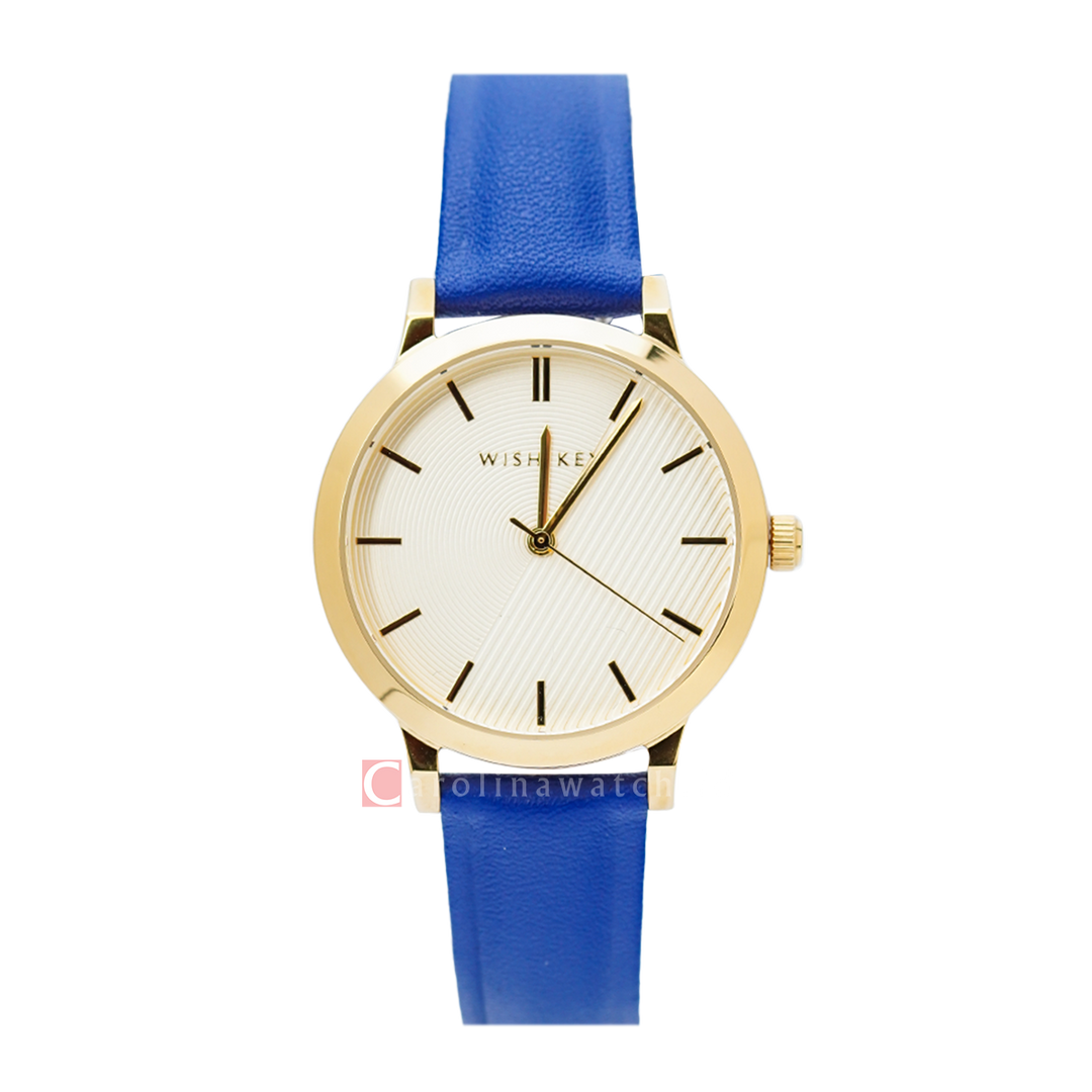 Jam Tangan WISH/KEY Rebecca WK9042G/04 Women Analog Dial Blue Leather Strap