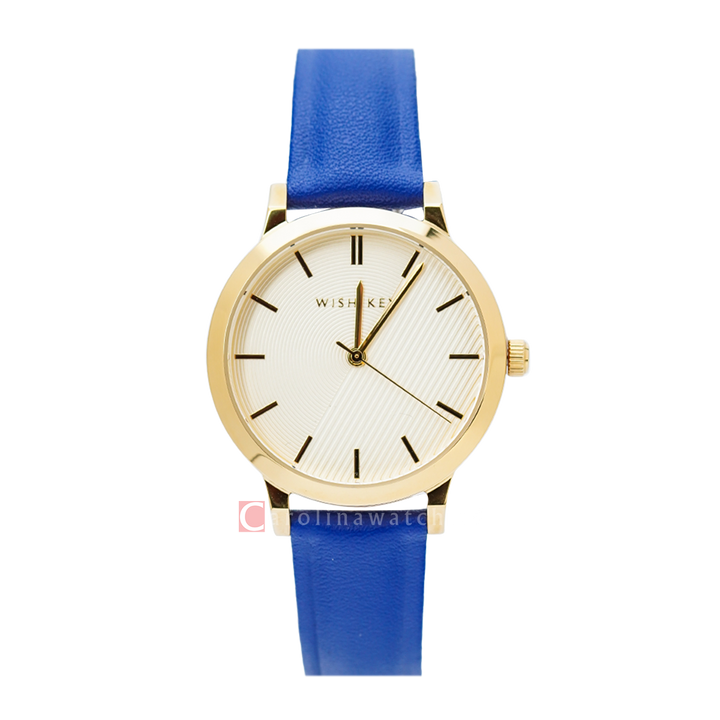 Jam Tangan WISH/KEY Rebecca WK9042G/04 Women Analog Dial Blue Leather Strap