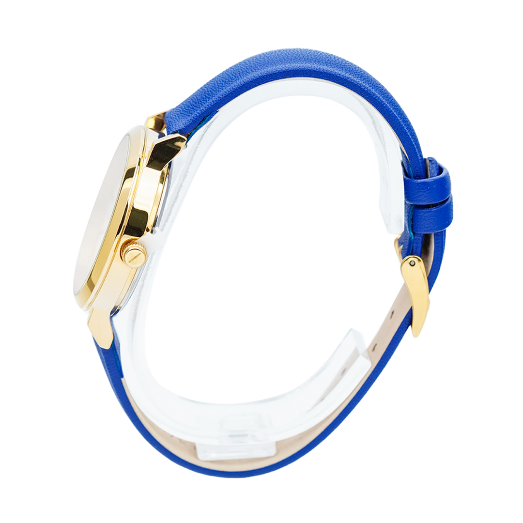Jam Tangan WISH/KEY Rebecca WK9042G/04 Women Analog Dial Blue Leather Strap
