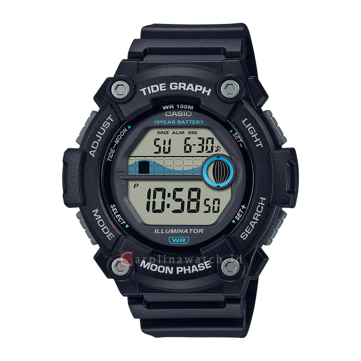 Jam Tangan Casio WS-1300H-1A Men Digital Dial Black Resin Band