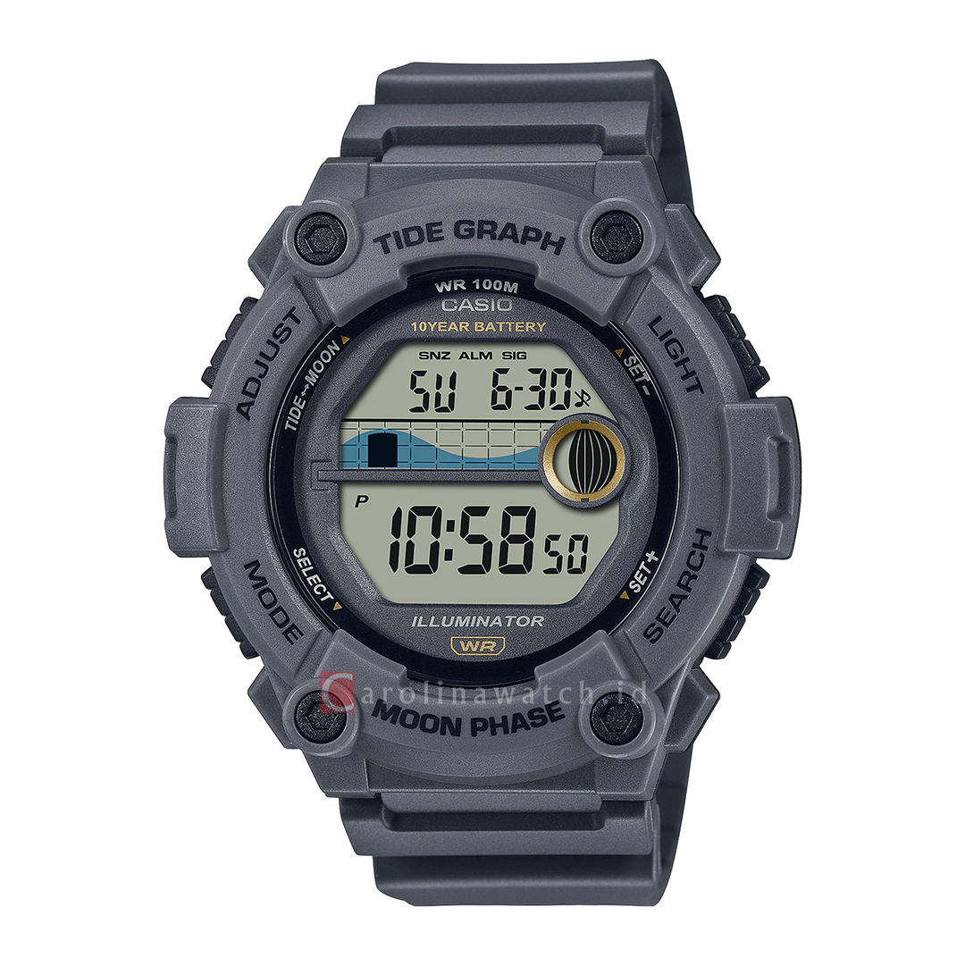 Jam Tangan Casio WS-1300H-8A Men Digital Dial Grey Resin Band