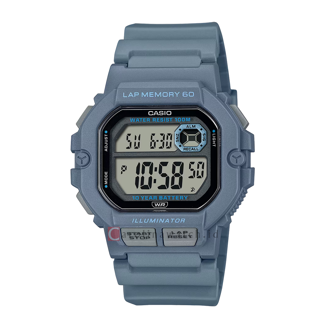 Jam Tangan Casio Standard WS-1400H-2A Men 10 Years Battery Digital Dial Grey Resin Band