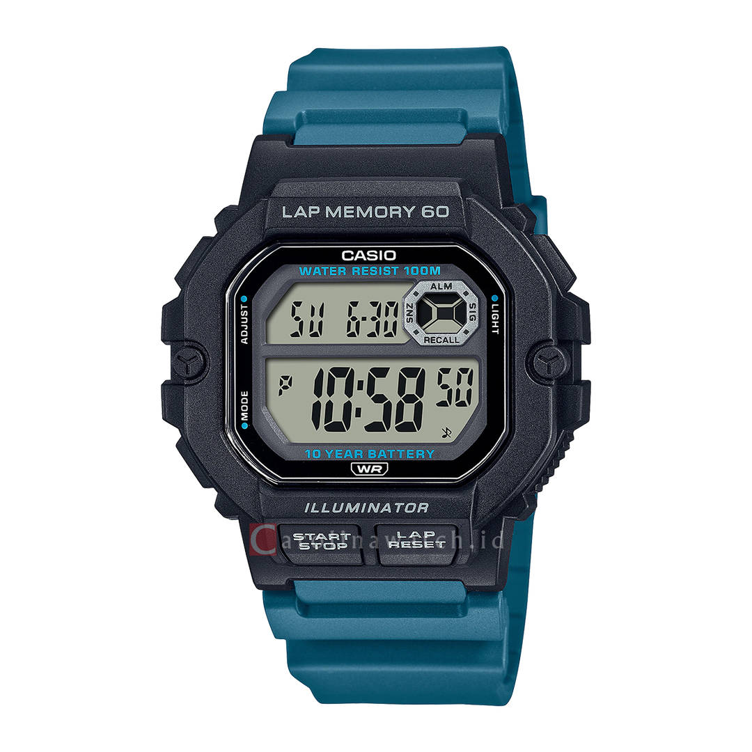 Jam Tangan Casio WS-1400H-3A Men Digital Dial Green Resin Band