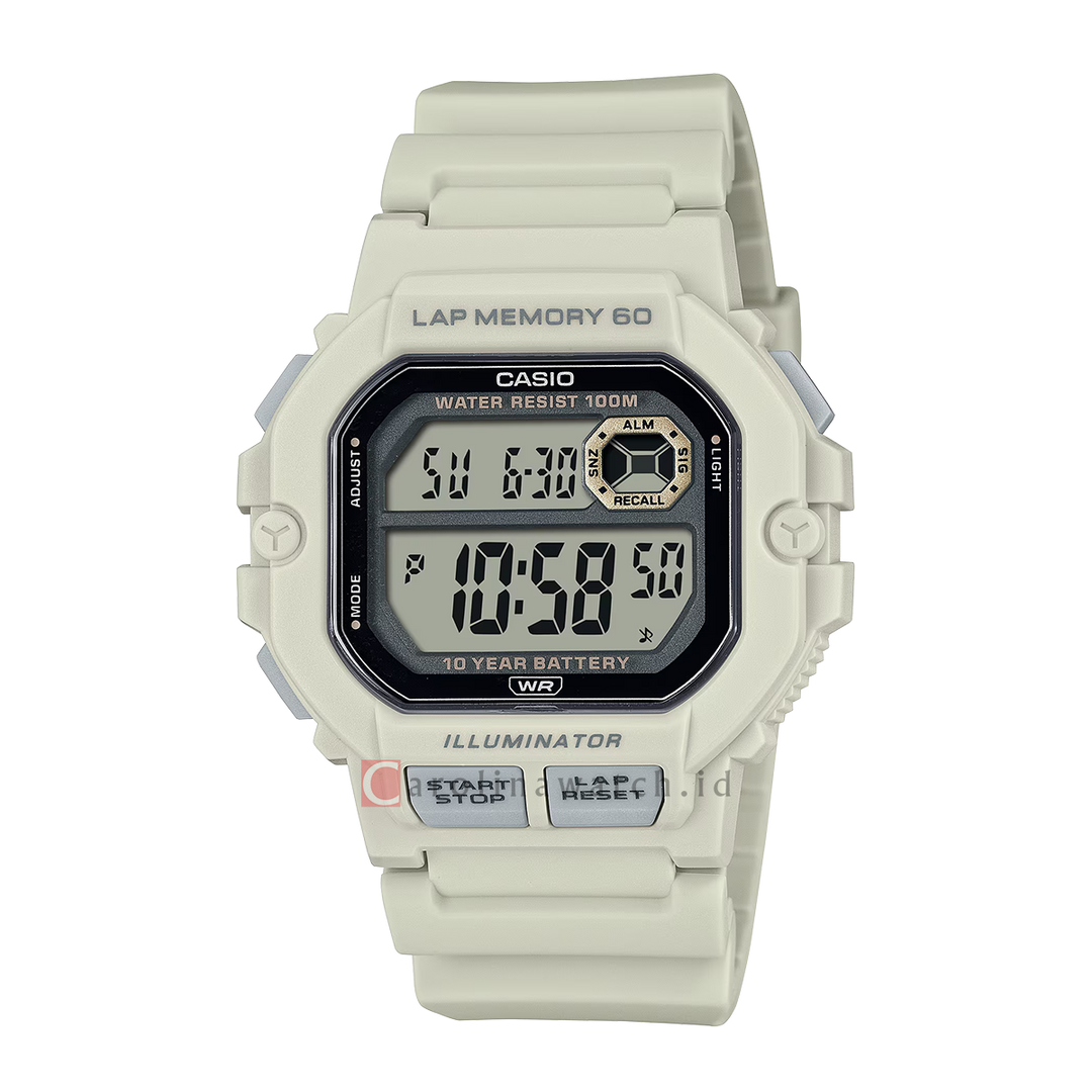 Jam Tangan Casio Standard WS-1400H-8A Men 10 Years Battery Digital Dial White Resin Band