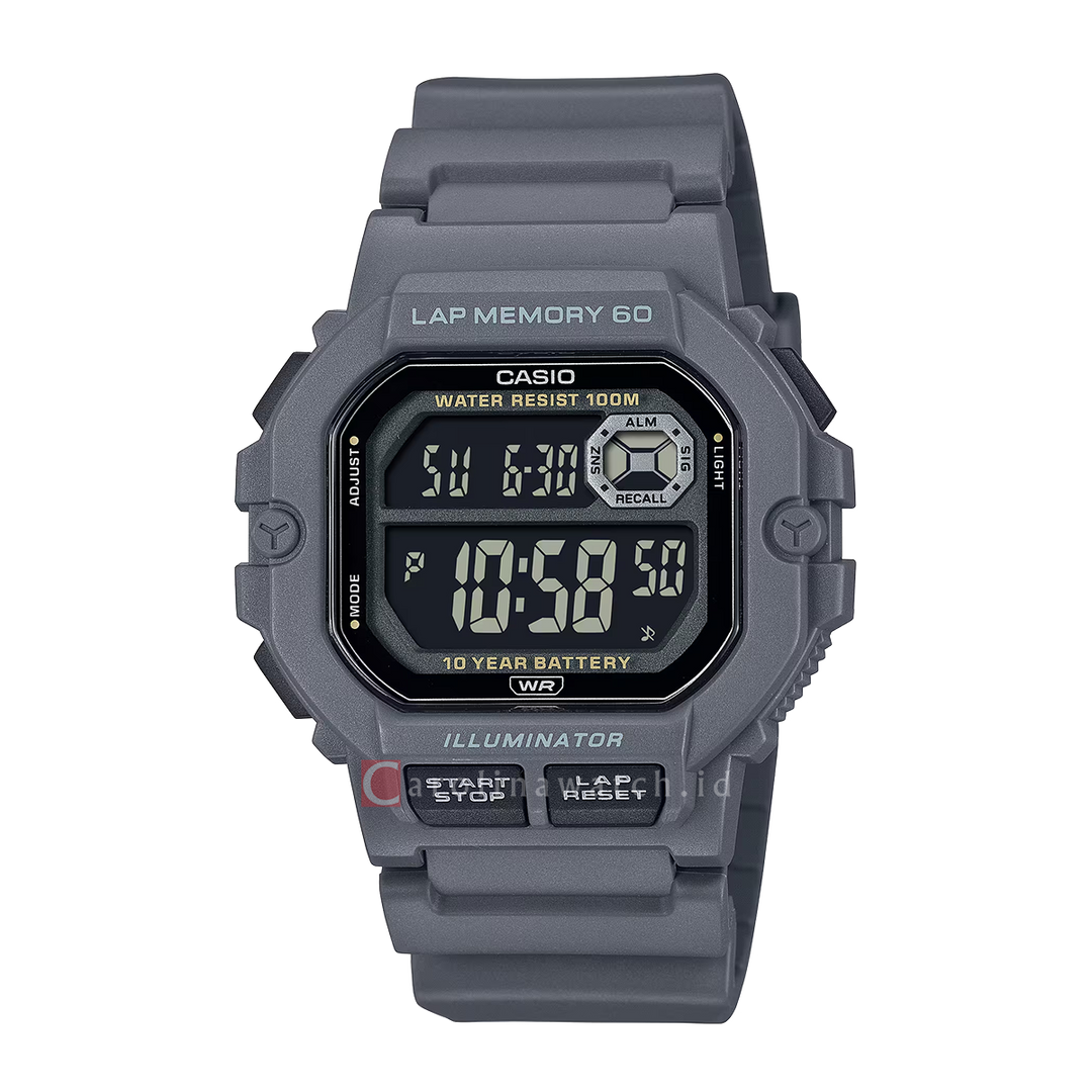 Jam Tangan Casio Standard WS-1400H-8B Men 10 Years Battery Digital Dial Dark Grey Resin Band