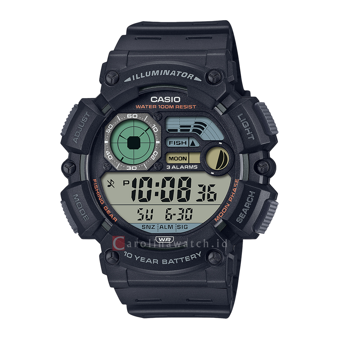 Jam Tangan CASIO WS-1500H-1A Men Digital Dial Black Resin Band