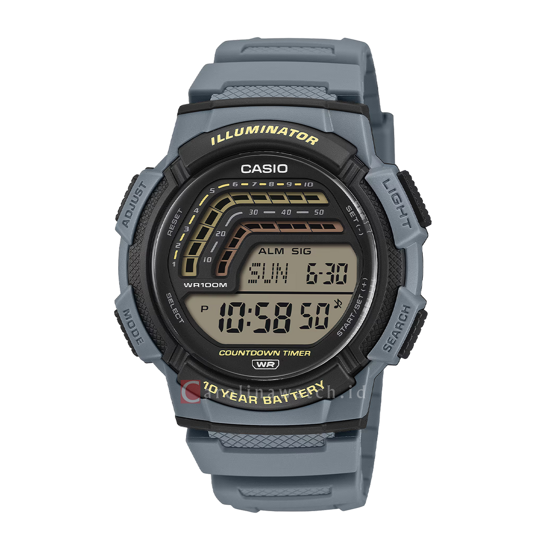 Jam Tangan CASIO WS-1800-2A Men Digital Dial Grey Resin Band
