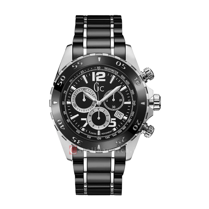 Jam Tangan GC Y02015G2 Men Black Dial Black Stainless Steel Strap