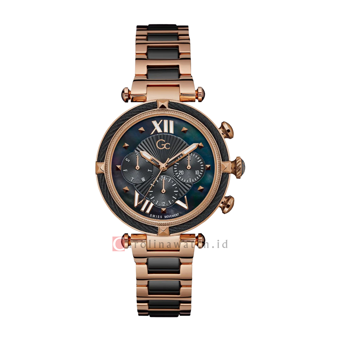 Jam Tangan GC Y16013L2 Women Black Dial Rose Gold Stainless Steel Strap