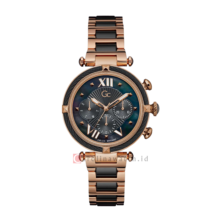 Jam Tangan GC Y16013L2 Women Black Dial Rose Gold Stainless Steel Strap