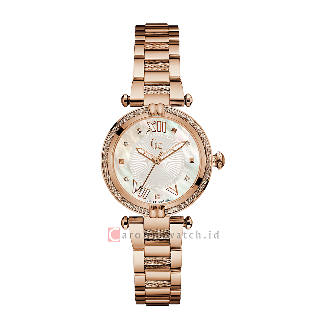 Jam Tangan GC Y18114L1 Women White Dial Gold Stainless Steel Strap