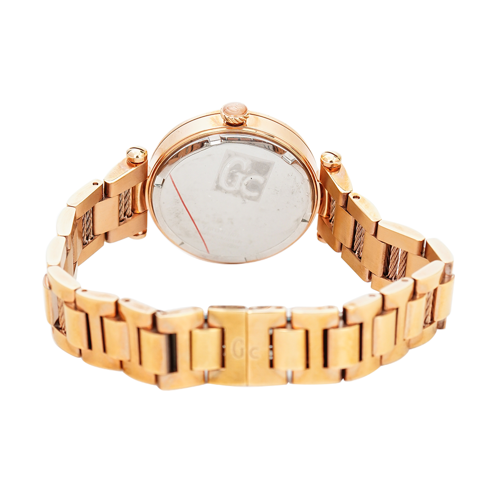 Jam Tangan GC Y18114L1 Women White Dial Gold Stainless Steel Strap