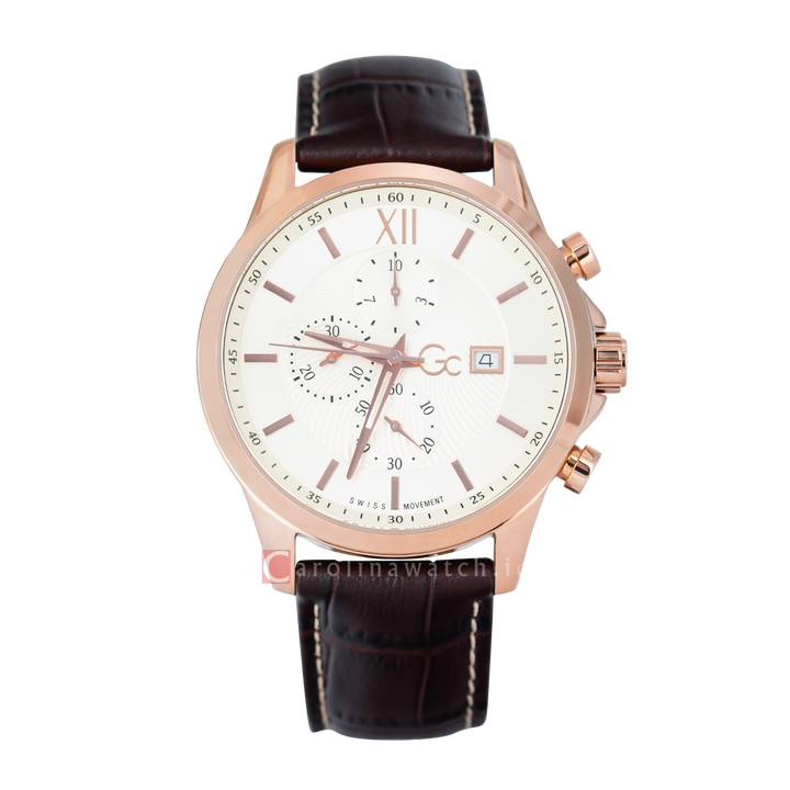 Jam tangan GC Y27011G1MF Men White Dial Leather Strap