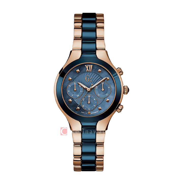 Jam tangan GC Y30003L7 Women Blue Dial Blue Rose Gold Stainless Steel Strap