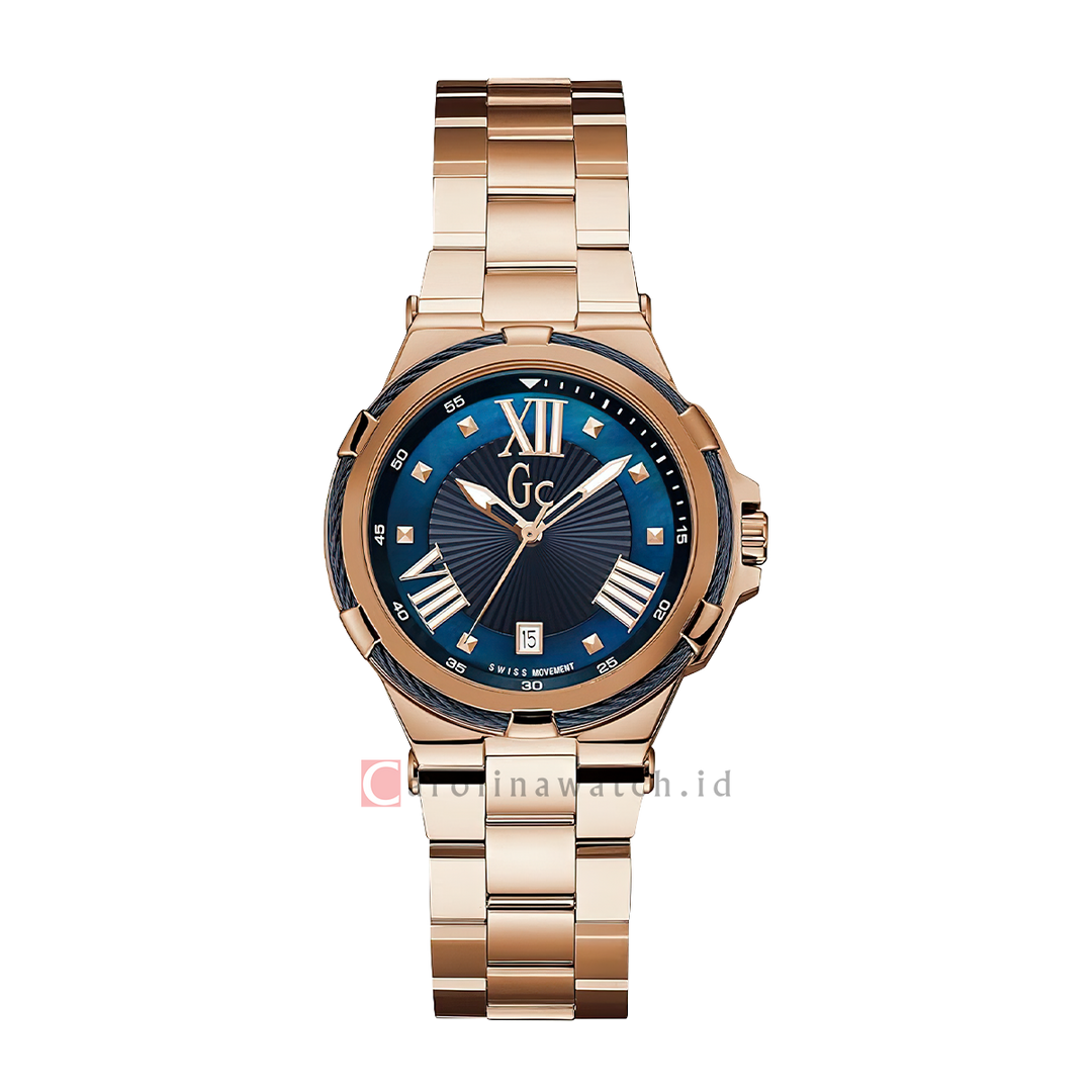 Jam tangan GC Y34009L7 Women Blue Dial Rose Gold Stainless Steel Strap