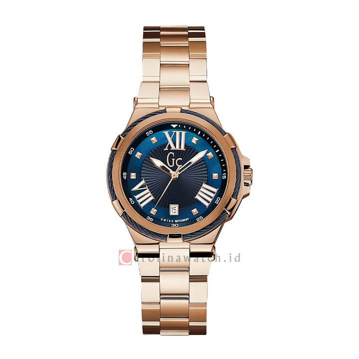 Jam tangan GC Y34009L7 Women Blue Dial Rose Gold Stainless Steel Strap