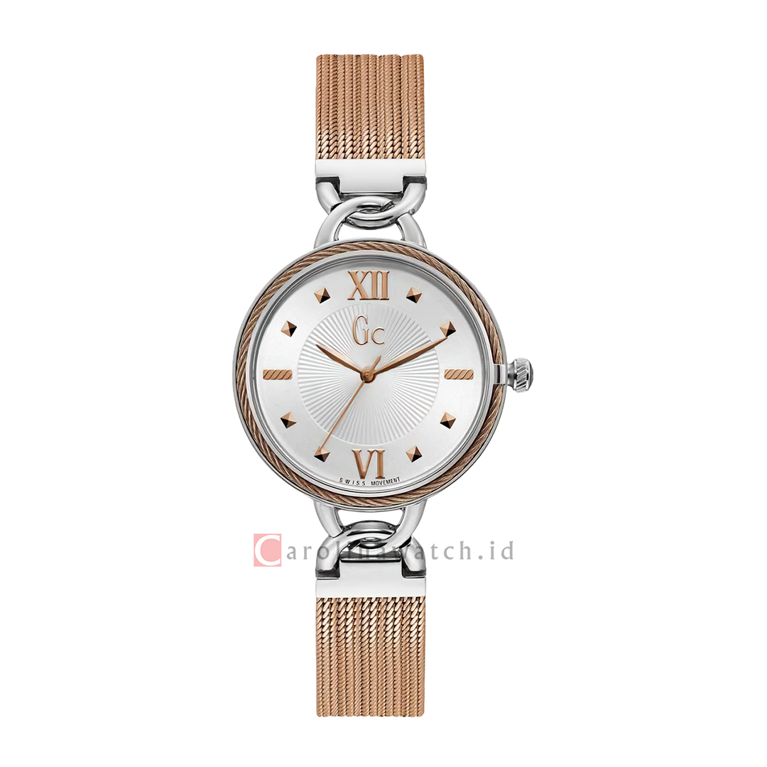 Jam Tangan GC Y49002L1 Women White Dial Rose Gold Stainless Steel Strap