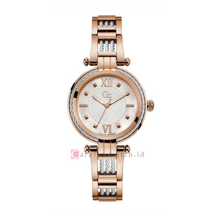 Jam tangan GC Y56002L1 Women White Dial Rose Gold Stainless Steel Strap