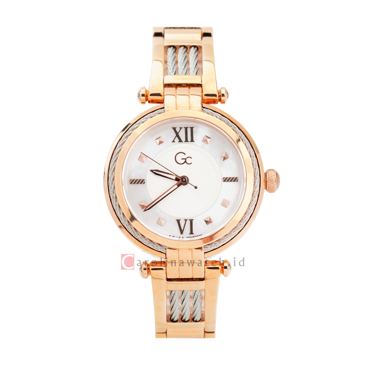 Jam tangan GC Y56002L1 Women White Dial Rose Gold Stainless Steel Strap