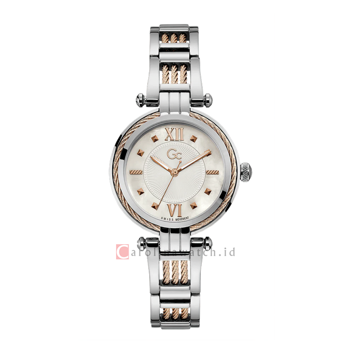 Jam tangan GC Y56003L1 Women White Dial Silver Rose Gold Stainless Steel Strap