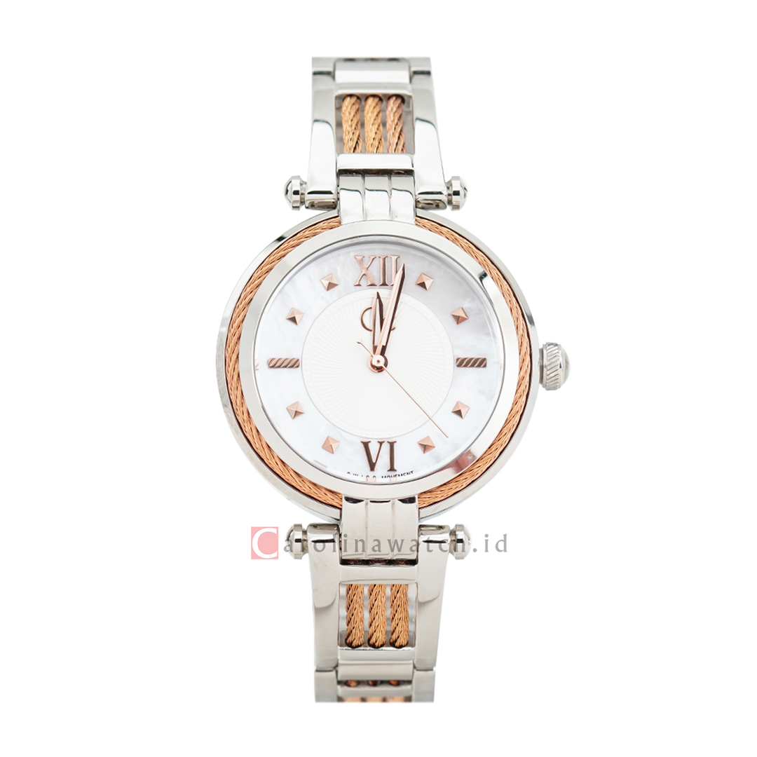 Jam tangan GC Y56003L1 Women White Dial Silver Rose Gold Stainless Steel Strap