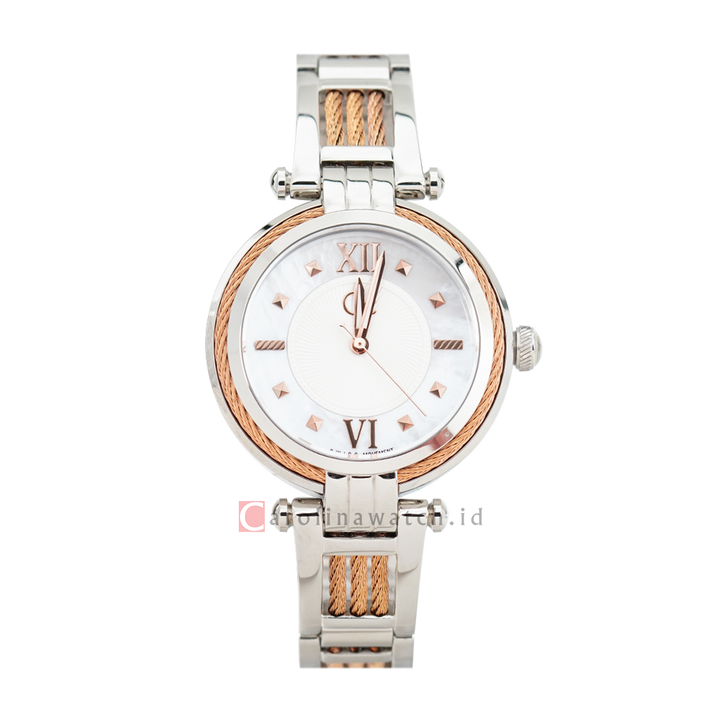 Jam tangan GC Y56003L1 Women White Dial Silver Rose Gold Stainless Steel Strap