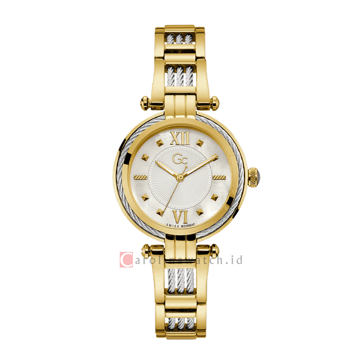 Jam tangan GC Y56004L1MF Women White Dial Gold Stainless Steel Strap