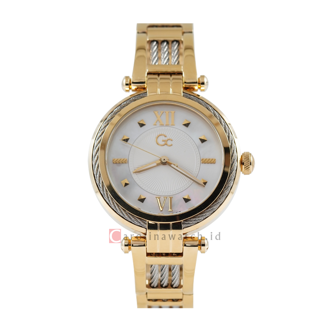 Jam tangan GC Y56004L1MF Women White Dial Gold Stainless Steel Strap