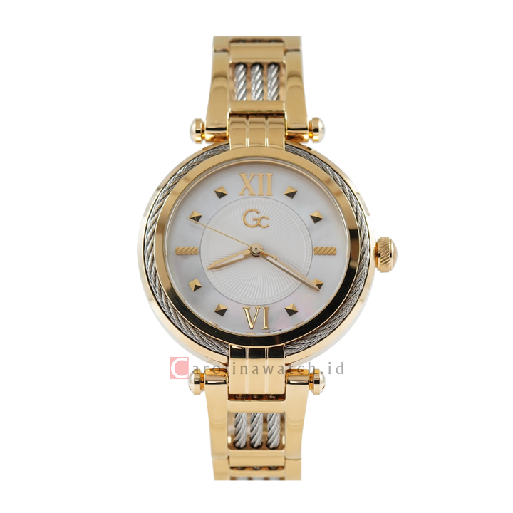 Jam tangan GC Y56004L1MF Women White Dial Gold Stainless Steel Strap