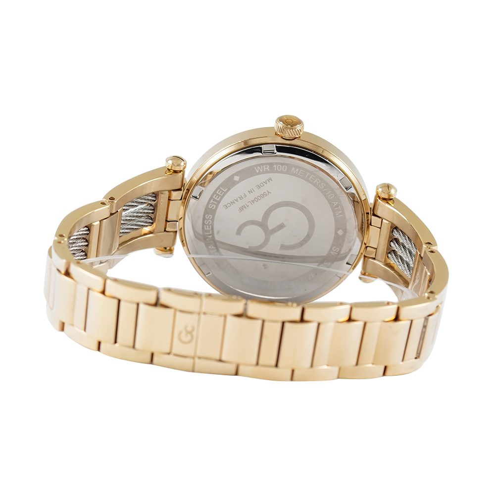 Jam tangan GC Y56004L1MF Women White Dial Gold Stainless Steel Strap