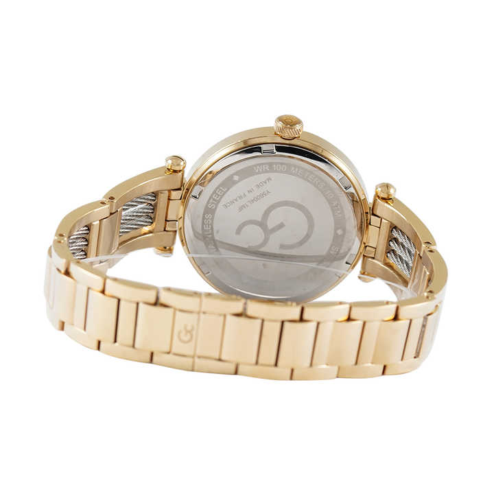 Jam tangan GC Y56004L1MF Women White Dial Gold Stainless Steel Strap