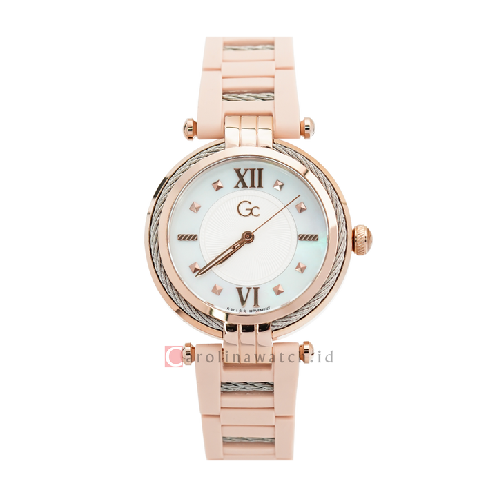 Jam tangan GC Y56005L1MF Women White Dial Rose Gold Stainless Steel Strap