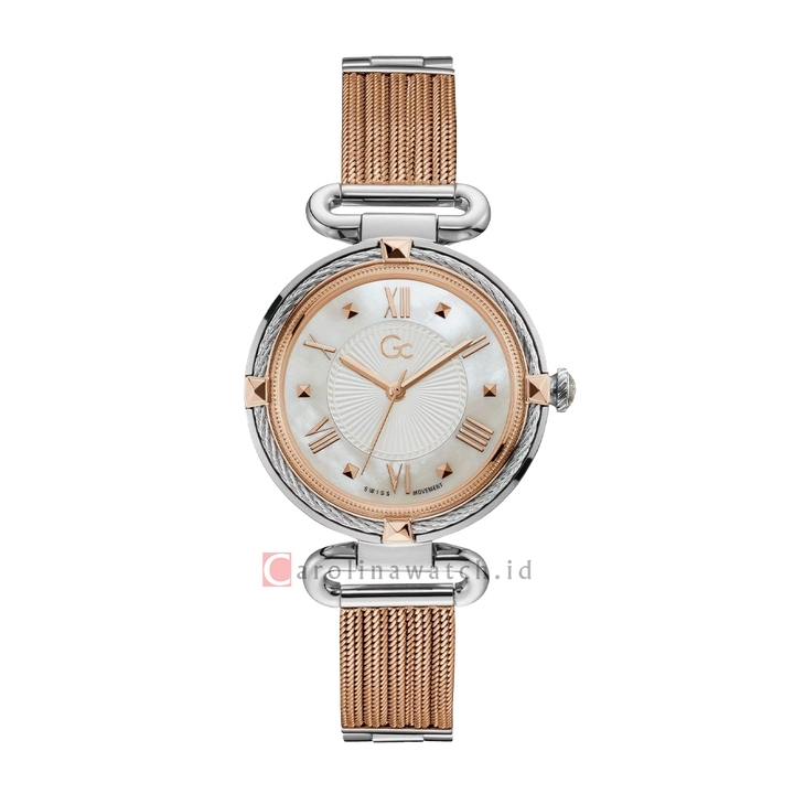 Jam tangan GC Y58001L1 Women White Dial Rose Gold Stainless Steel Strap