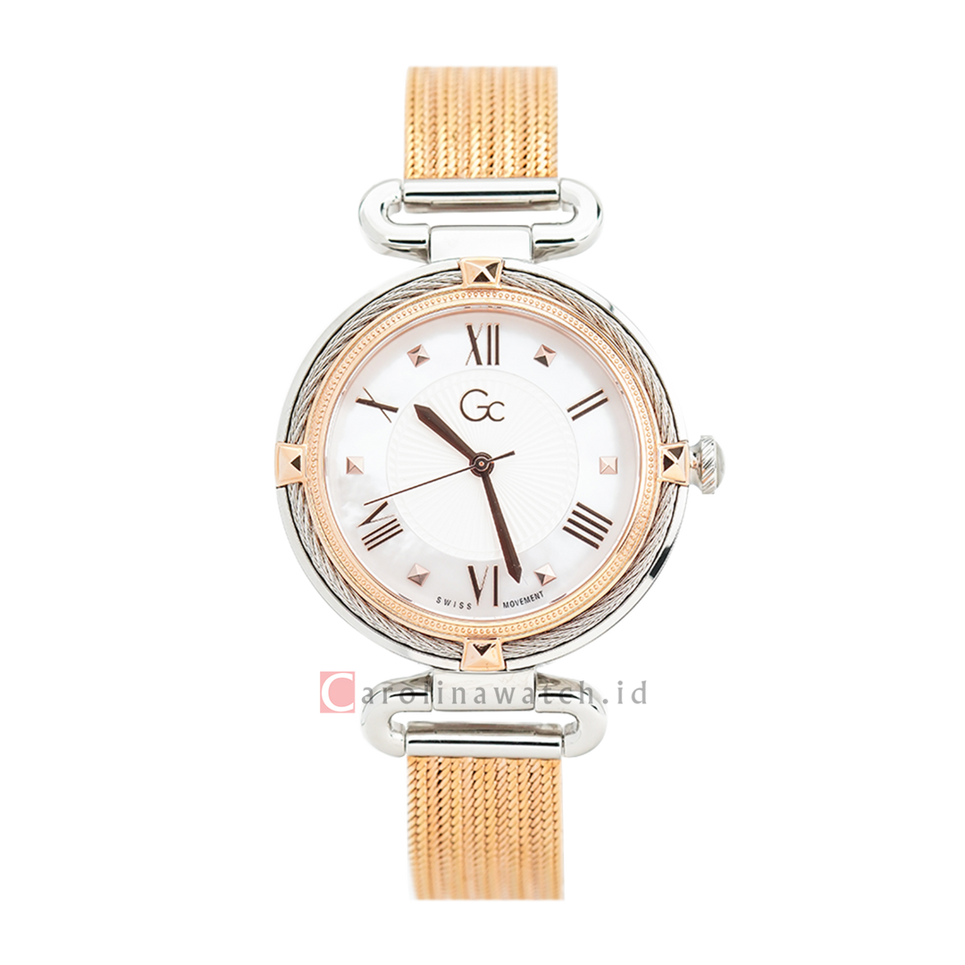 Jam tangan GC Y56008L7MF Women White Dial Rose Gold Stainless Steel Strap