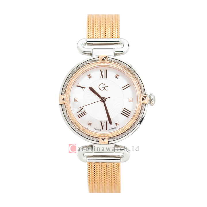 Jam tangan GC Y56008L7MF Women White Dial Rose Gold Stainless Steel Strap