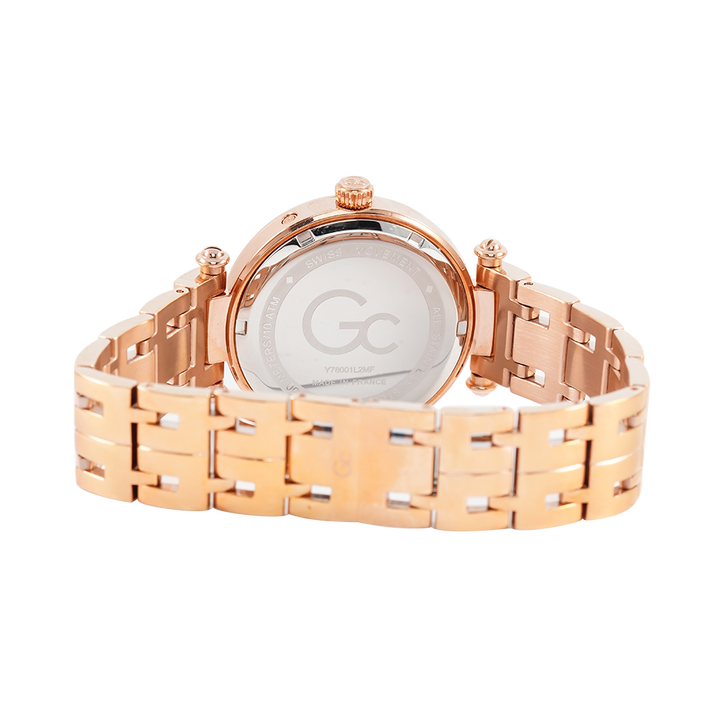 Jam Tangan GC Y78001L2MF Women Black Dial Rose Gold Stainless Steel Strap