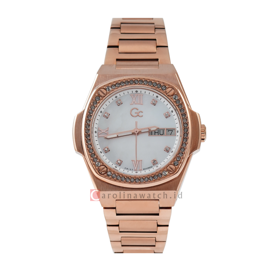 Jam Tangan GC Y98002L1 Women White Dial Rose Gold Stainless Steel Strap