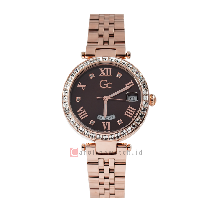 Jam Tangan GC Z01009L4MF Women Brown Dial Rose Gold Stainless Steel Strap